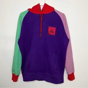 Teddy Fresh Color Block Hoodie Purple Green Pullover Sweatshirt H3H3 Artistic